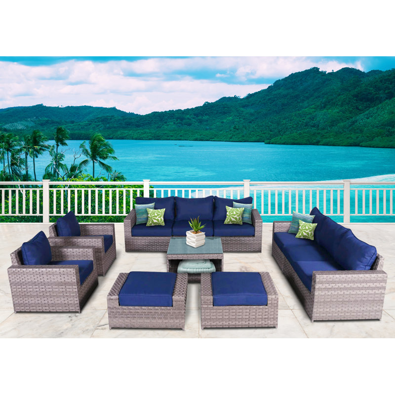 Kordell 11 Piece Rattan Sectional Seating Group with Cushions & Reviews